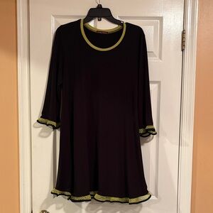 Black Dress with Yellow Trim